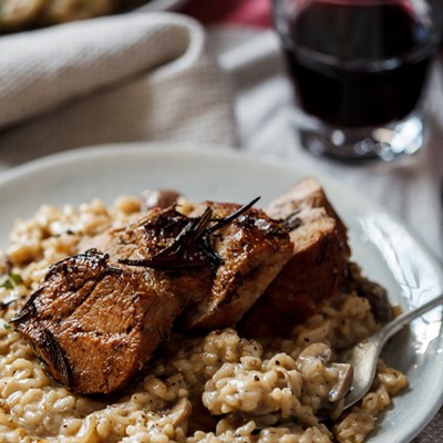 Pork with Mushroom Risotto